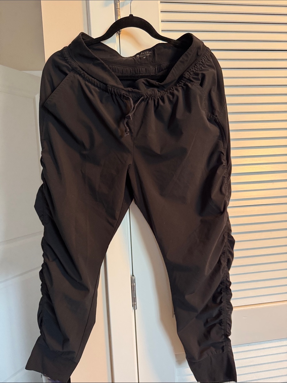Athleta Black Ruched Track Joggers